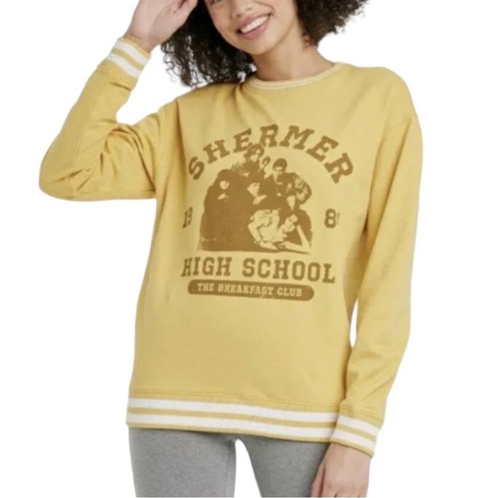 The Breakfast Club Shermer HighSchool 1984 Yellow Sweatshirt Size Medium